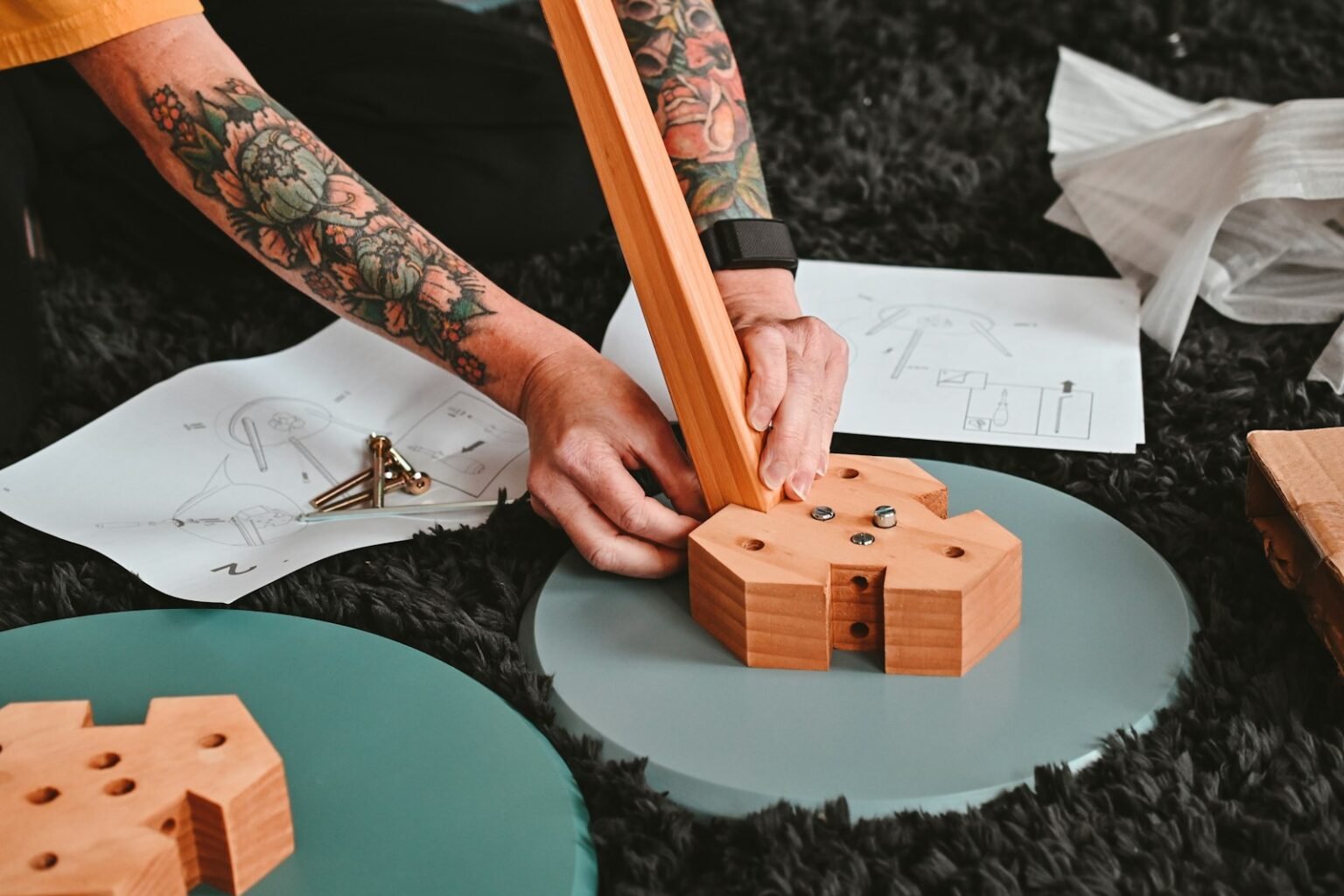 Furniture assembly wood parts