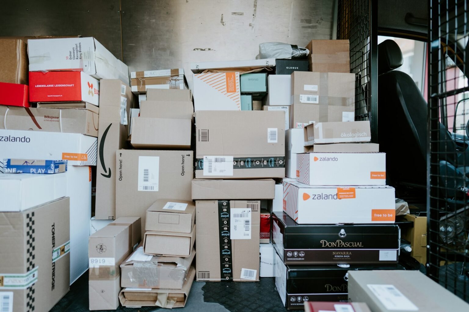 Packed boxes ready to move