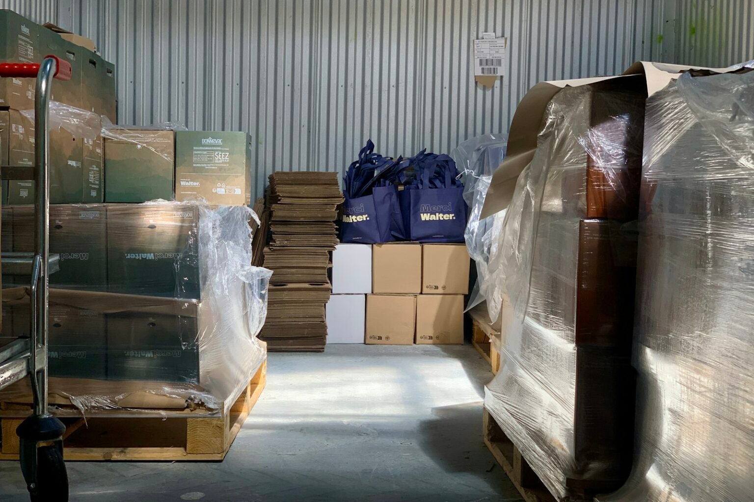 Packed furniture storage